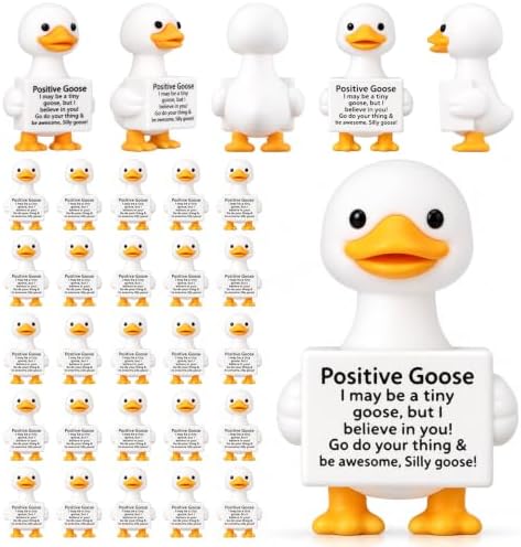 Gejoy 25 Pcs Mini Rubber Goose Toys Positive Mini Silly Gooses Figures