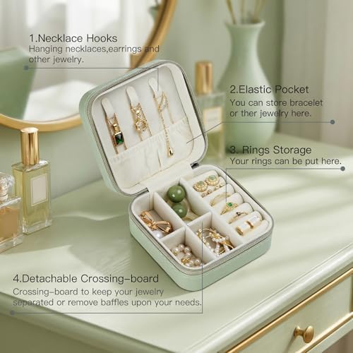 CASEGRACE Travel Jewelry Case, Small Jewelry Box Portable Jewelry