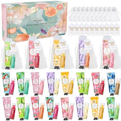 36 Sets Bulk Gifts For Women, Hand Cream Lotion and Lip Balm Bulk Set