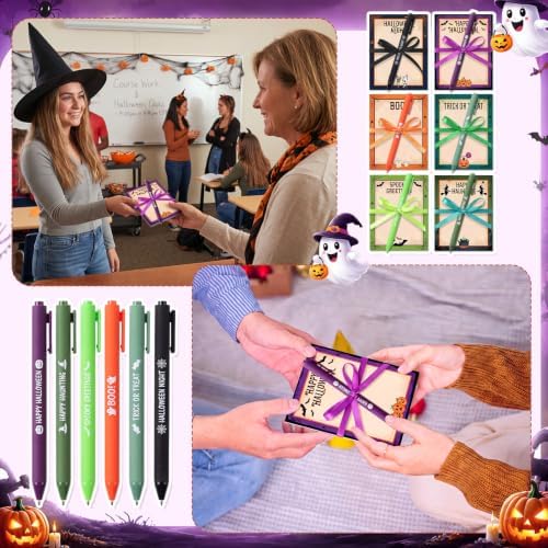Pajean 72 Pcs Halloween Notepad and Pen Set with Ribbon Gifts