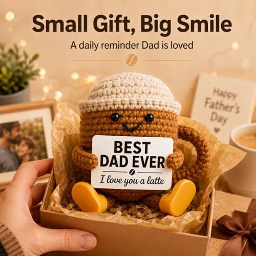 Fathers Day Gift for Dad from Daughter Son, Dad Gifts Crochet Coffee
