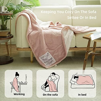 GOTCOZY Heated Blanket-Soft Plush Electric Blanket 50"X60"(Rose Dust)