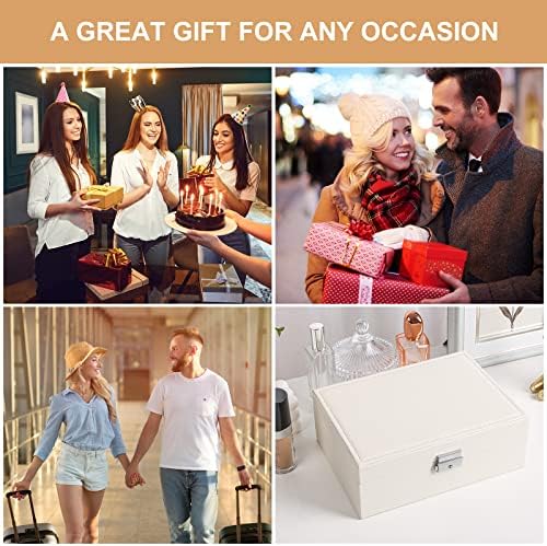 Jewelry Box Organizer for Women Girls 2 Layer Leather Travel Jewelry