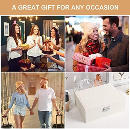 Jewelry Box Organizer for Women Girls 2 Layer Leather Travel Jewelry