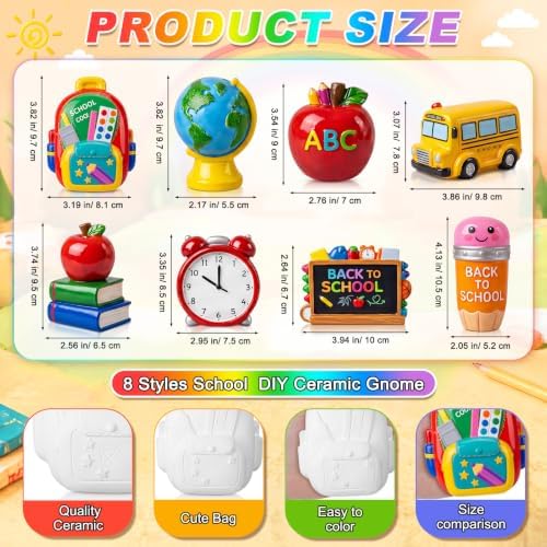 Reallnaive 8 Pack Back to School Ceramic Painting Kit for Kids &
