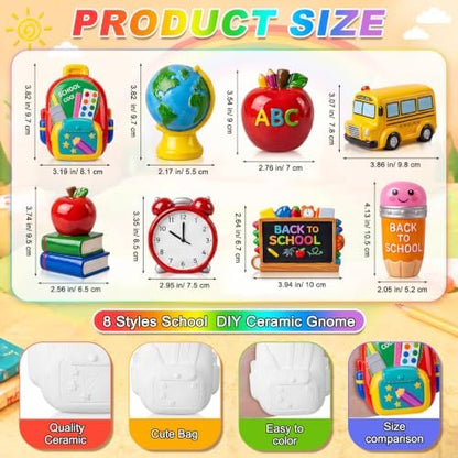 Reallnaive 8 Pack Back to School Ceramic Painting Kit for Kids &