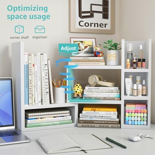 NUTIKAS Desk Shelves Desktop Organizer Shelf - White Office