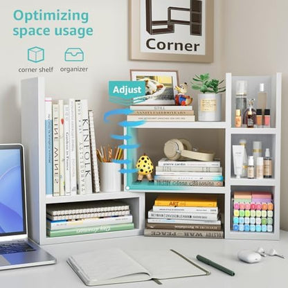 NUTIKAS Desk Shelves Desktop Organizer Shelf - White Office