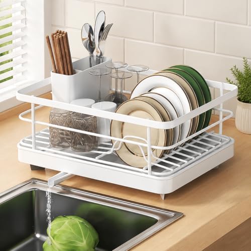 Dish Drying Rack for Kitchen Counter, Carbon Steel Sink Organizer with