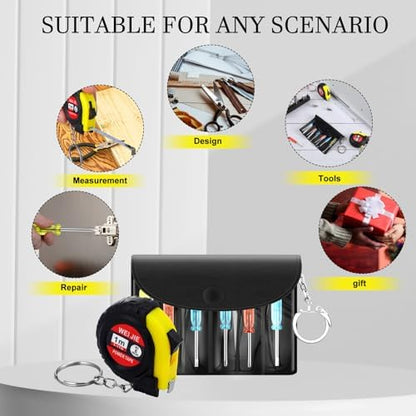 Jutom 36 Pcs Christmas Mini Screwdriver Tape Measure Keychains Set Men