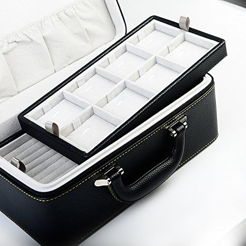 Oirlv Large 3-Layer Jewelry Travel Case with Removable Trays, Black