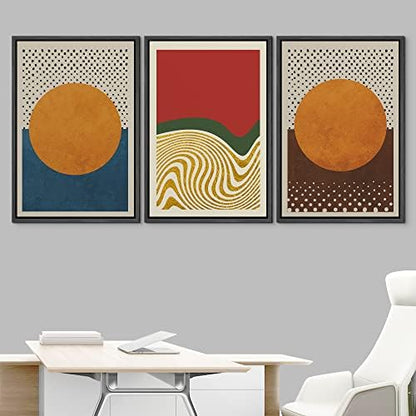 IDEA4WALL Framed Canvas Print Wall Art Set Vibrant Retro Neon Color
