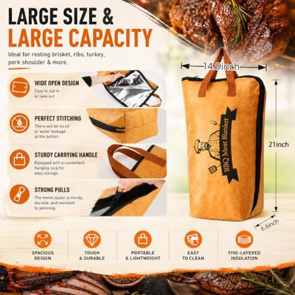 Bolycen 21 in BBQ Blanket for Resting Meat, Insulated Meat Resting Bag