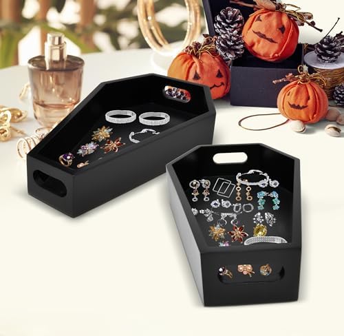 Gift Boutique Halloween Coffin Serving Trays Set of 2 Sizes Black Wood