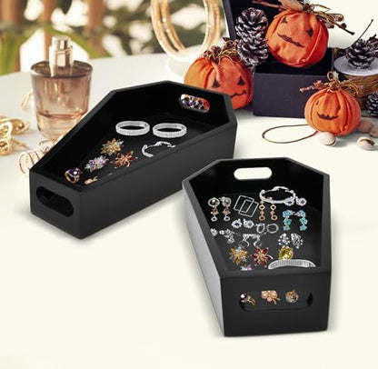 Gift Boutique Halloween Coffin Serving Trays Set of 2 Sizes Black Wood