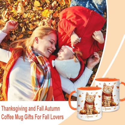 Hyturtle Personalized Cute Fall Cat Mug - Cute Cat Gift For Women