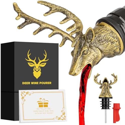 LKKCHER Deer Head Wine Bottle Pourer and Stopper Birthday Gifts