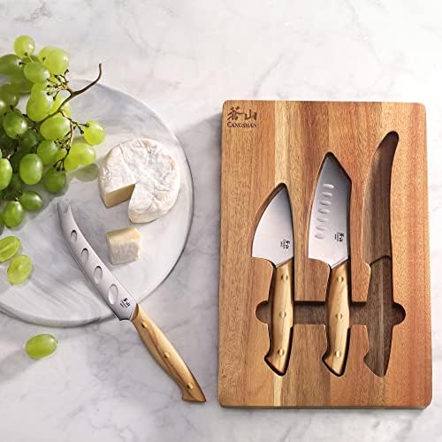 Cangshan 1027327 3-Piece Olive Wood Cheese Knife Set with Acacia