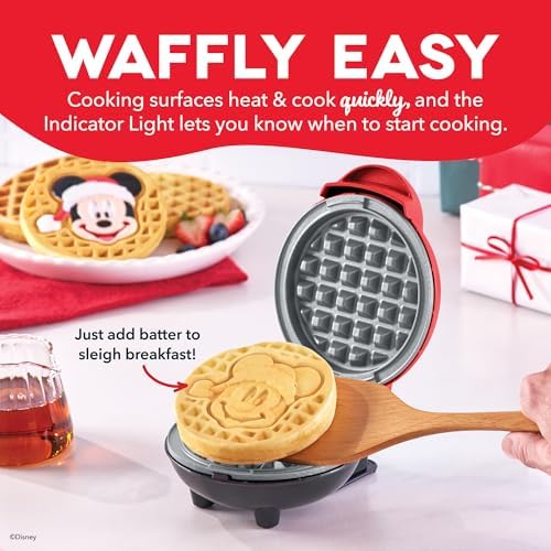 Disney | Dash Mickey Santa Hat Mini Waffle Maker, Ceramic Nonstick