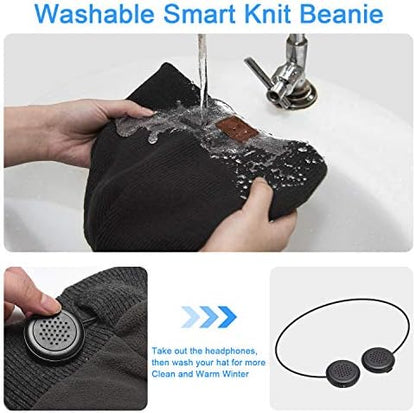 beanie Bluetooth, MUSICBEE Bluetooth V5.2 Wireless Knit Winter Cap, 30