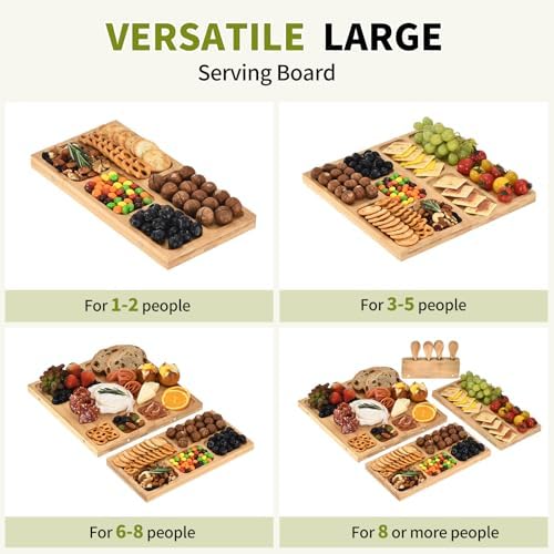 Bamboo Charcuterie Boards and Knife Set, 3 in 1 Cheese Platter