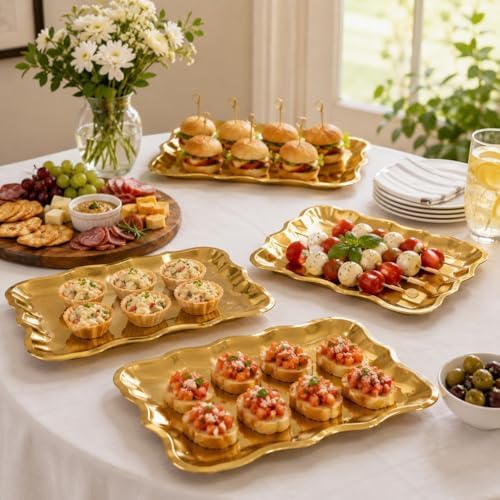 Gift Boutique 10 Gold Rectangle Trays for Dessert Display Table
