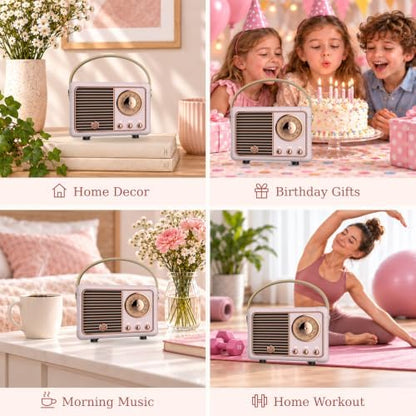 Dosmix Retro Bluetooth Speaker, Vintage Mini Decor Gift for Women Girl