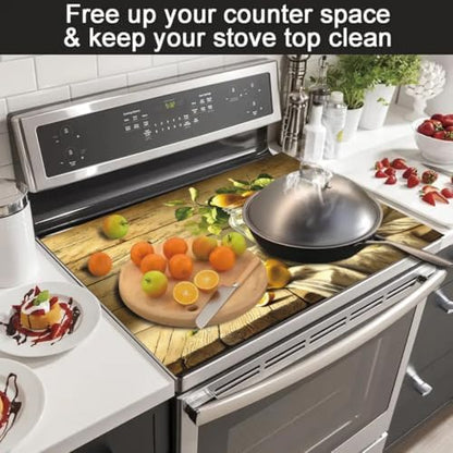 2D Flat Rustic Lemon Kitchen Stove Top Cover Protector Strong Kitchen