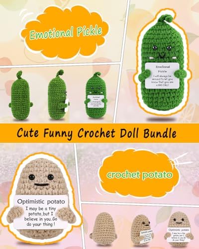 PinCute 2PCS Emotional Crochet Potato Pickle Birthday Gifts Her/Him