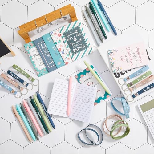 64 Pcs Inspirational Gift Bulk Notebook Pen Bracelet Keychain, Morandi