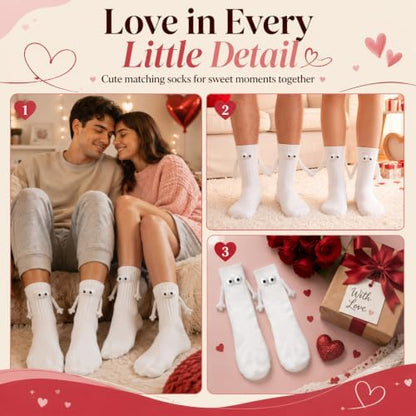 Smilelife 2 Pairs Magnetic Holding Hands Socks - Funny Gifts for Women