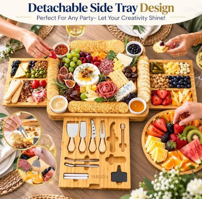 Charcuterie Boards Set – Large Bamboo Cheese Board & Platter with