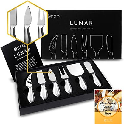Lunar 6-Piece Premium Stainless Steel Cheese Knife Set