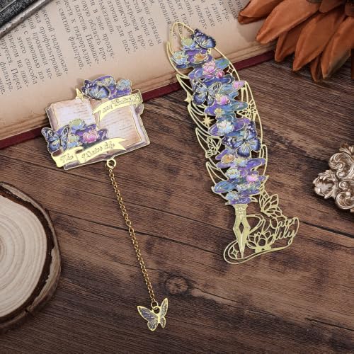 2PCS Metal Butterfly Bookmark Gift Set, Van Gogh Oil Painting Themed