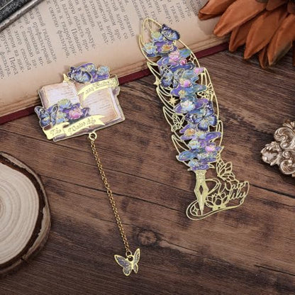 2PCS Metal Butterfly Bookmark Gift Set, Van Gogh Oil Painting Themed