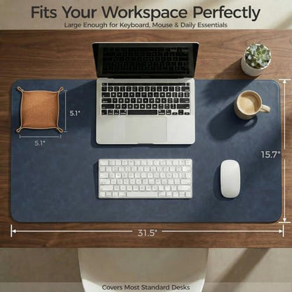 Faux Leather Desk Mat & Tray Set,Innovative Cork-Look Printed