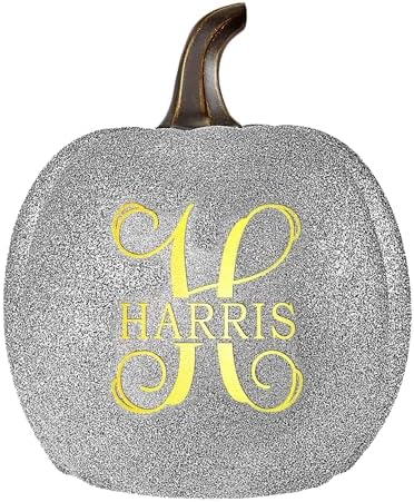 Let's Make Memories Name & Initial Light-Up Pumpkin, Silver Glitter