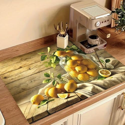 2D Flat Rustic Lemon Kitchen Stove Top Cover Protector Strong Kitchen