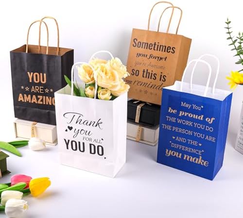 Addblu 50 Pack Employee Appreciation Thank You Gift Bags Bulk with