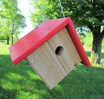 JCs Wildlife Cedar and Poly Wren Chickadee Warbler Bird House, Red