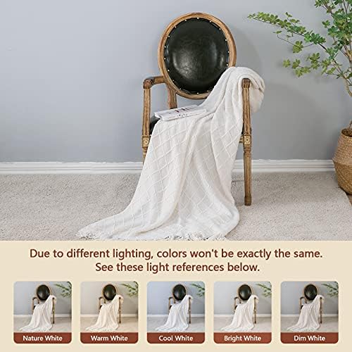 inhand Off White Knitted Throw Blanket for Couch and Bed, 50"x60"