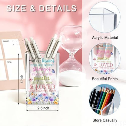 You are Braver Than You Believe Acrylic Pencil Pen Holder Cup