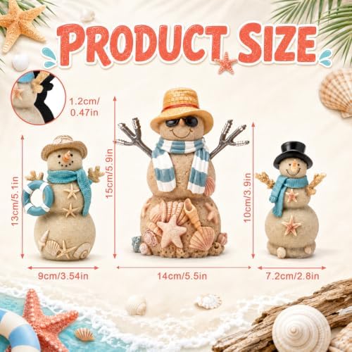 Suzile 3 Pcs Christmas Coastal Snowman Decoration Wooden Indoor Decor