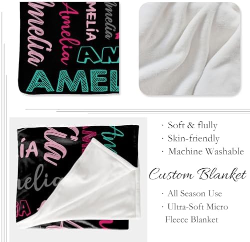 Custom Name Blanket for Baby Boys Girls, Personalized Baby Name Throws