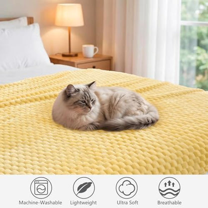 Vessia Flannel Fleece Throw Blanket(50x70 inch), 3D Jacquard Light