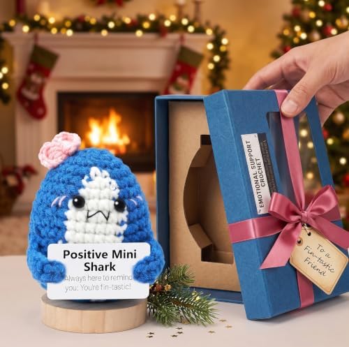 Crochet Shark Plush with Affirmation Card