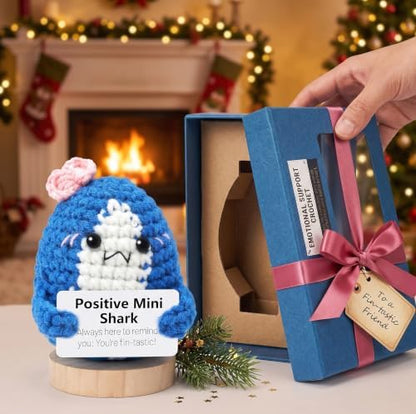 Crochet Shark Plush with Affirmation Card