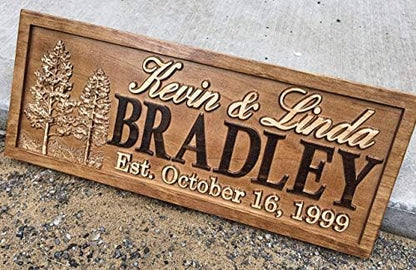 Personalized Couples Gift Rustic Wedding Name Sign Wood Cabin Wall Art