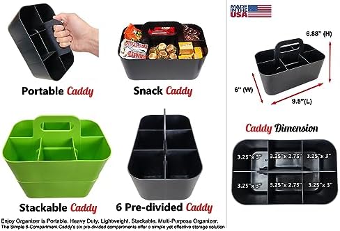 Small Stackable Plastic Caddy with Handle 6 Compartment | Desk