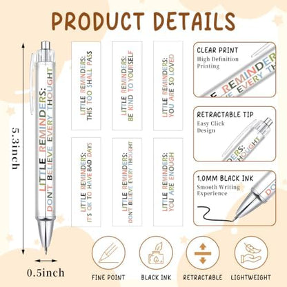 6-Piece Motivational Pen Set, Inspirational Ballpoint Pens for Staff